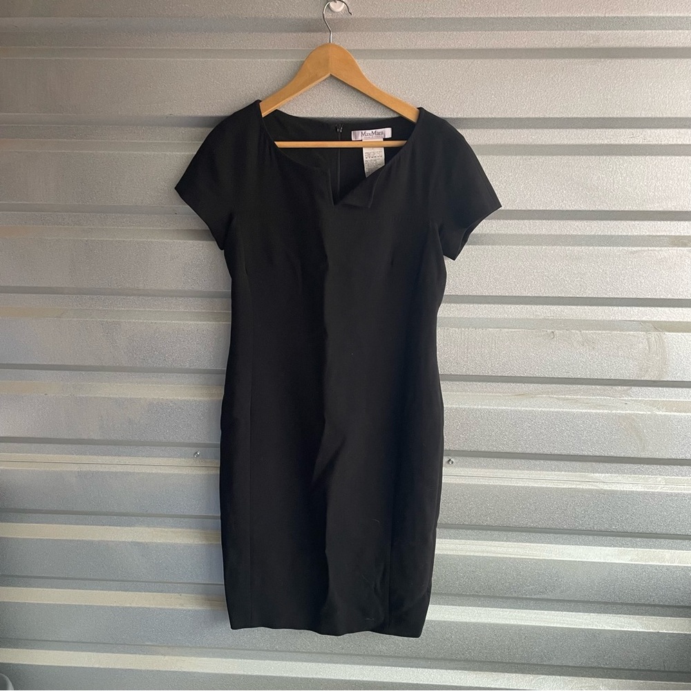 MaxMara black short sleeve sheath dress